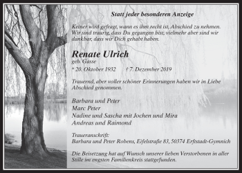 Anzeige von Renate Ulrich von  Werbepost 
