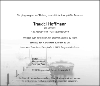 Anzeige von Traudel Hoffmann von  Anzeigen Echo 