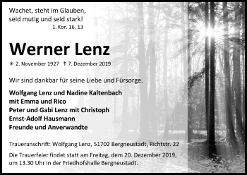 Anzeige von Werner Lenz von Kölner Stadt-Anzeiger / Kölnische Rundschau / Express