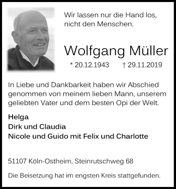 Anzeige von Wolfgang Müller von Kölner Stadt-Anzeiger / Kölnische Rundschau / Express