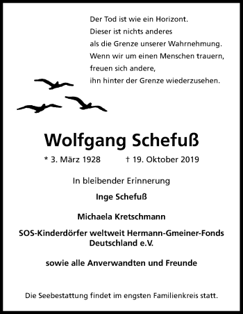 Anzeige von Wolfgang Schefuß von Kölner Stadt-Anzeiger / Kölnische Rundschau / Express