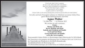 Anzeige von Agnes Walter von  Wochenende 