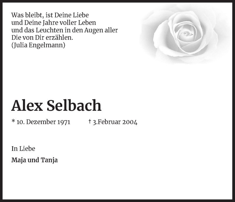  Traueranzeige für Alex Selbach vom 02.02.2019 aus Kölner Stadt-Anzeiger / Kölnische Rundschau / Express