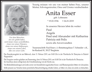 Anzeige von Anita Esser von  Sonntags-Post 