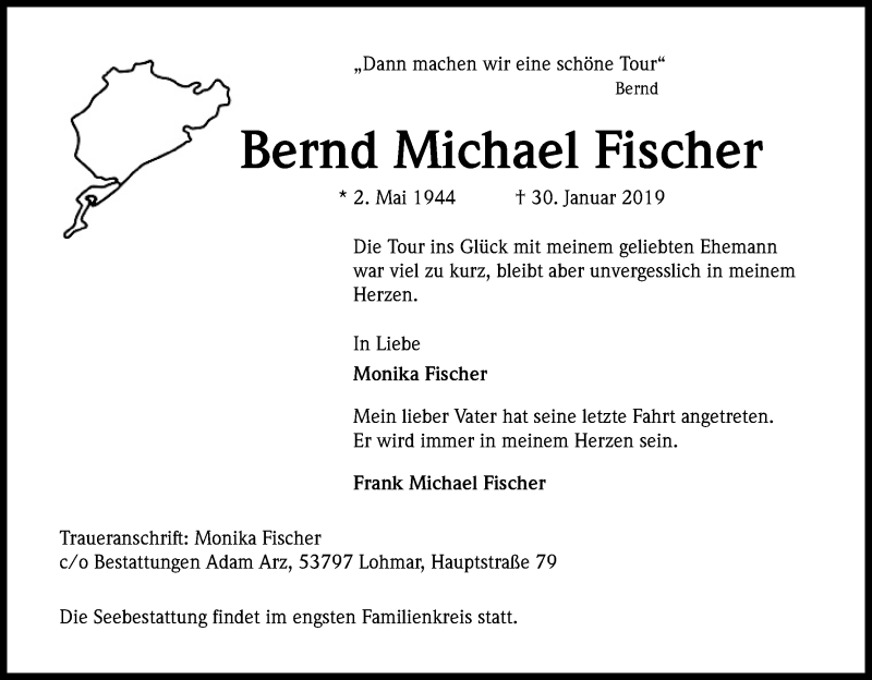  Traueranzeige für Bernd Michael Fischer vom 02.02.2019 aus Kölner Stadt-Anzeiger / Kölnische Rundschau / Express