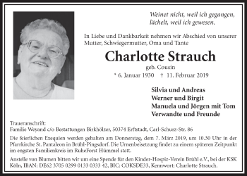Anzeige von Charlotte Strauch von  Schlossbote/Werbekurier 