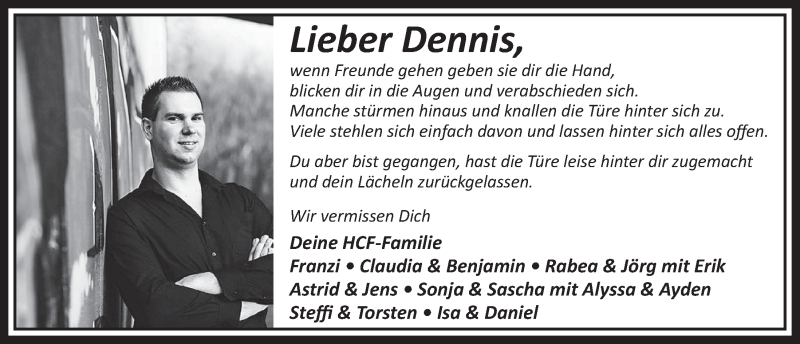  Traueranzeige für Dennis  vom 23.02.2019 aus  Sonntags-Post 