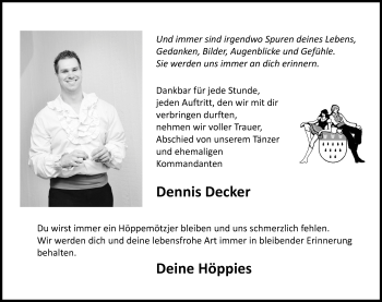Anzeige von Dennis Decker von Kölner Stadt-Anzeiger / Kölnische Rundschau / Express