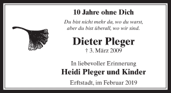 Anzeige von Dieter Pleger von  Werbepost 