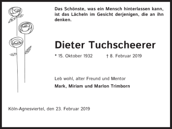 Anzeige von Dieter Tuchscheerer von Kölner Stadt-Anzeiger / Kölnische Rundschau / Express