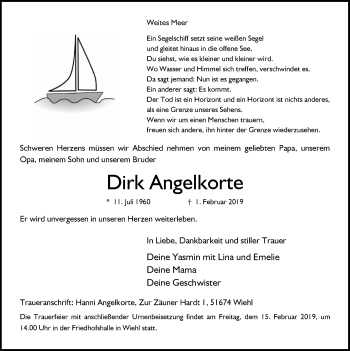 Anzeige von Dirk Angelkorte von  Anzeigen Echo 