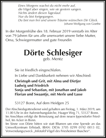 Anzeige von Dörte Schlesiger von  Werbepost 