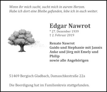Anzeige von Edgar Nawrot von Kölner Stadt-Anzeiger / Kölnische Rundschau / Express