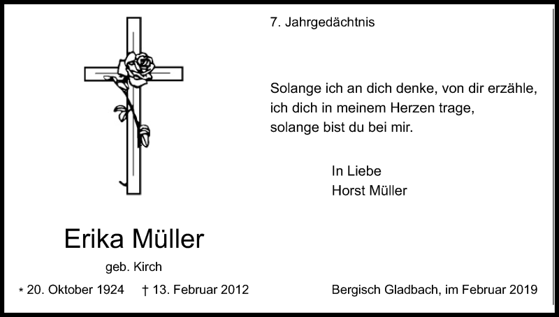  Traueranzeige für Erika Müller vom 18.07.2023 aus Kölner Stadt-Anzeiger / Kölnische Rundschau / Express