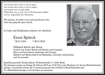 Anzeige von Ernst Spürck von  Schlossbote/Werbekurier 