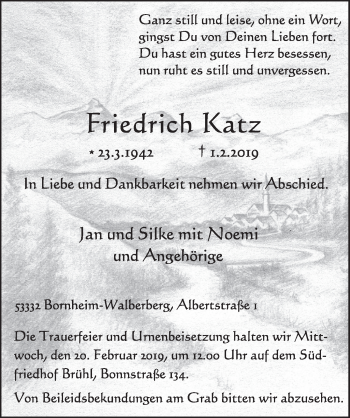 Anzeige von Friedrich Katz von  Schlossbote/Werbekurier 
