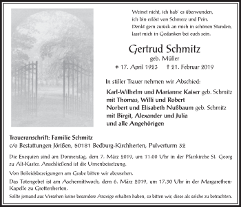 Anzeige von Gertrud Schmitz von  Werbepost 
