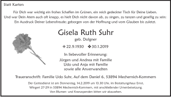 Anzeige von Gisela Ruth Suhr von  Blickpunkt Euskirchen 
