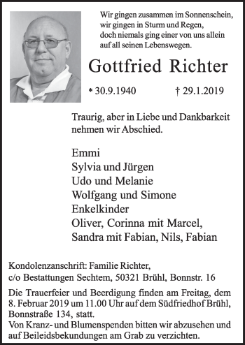 Anzeige von Gottfried Richter von  Schlossbote/Werbekurier 