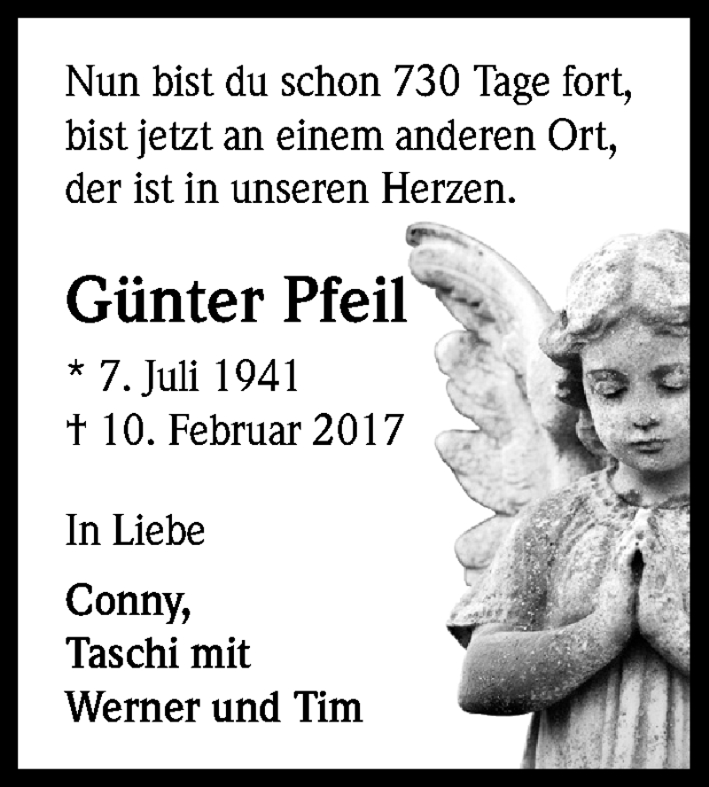  Traueranzeige für Günter Pfeil vom 09.02.2019 aus Kölner Stadt-Anzeiger / Kölnische Rundschau / Express