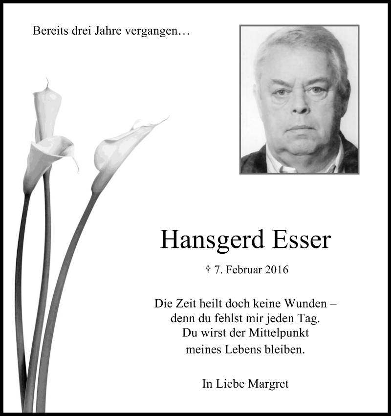  Traueranzeige für Hansgerd Esser vom 07.02.2019 aus Kölner Stadt-Anzeiger / Kölnische Rundschau / Express