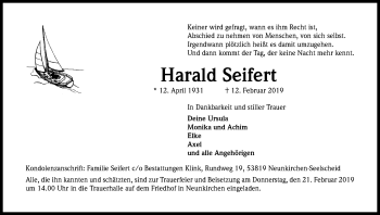 Anzeige von Harald Seifert von Kölner Stadt-Anzeiger / Kölnische Rundschau / Express