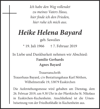 Anzeige von Heike Helena Bayard von  Blickpunkt Euskirchen 