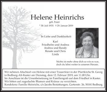 Anzeige von Helene Heinrichs von  Werbepost 