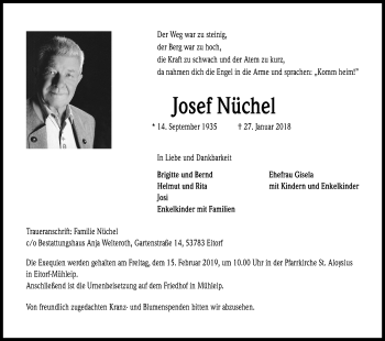 Anzeige von Josef Nüchel von Kölner Stadt-Anzeiger / Kölnische Rundschau / Express