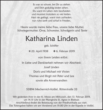 Anzeige von Katharina Linden von  Blickpunkt Euskirchen 