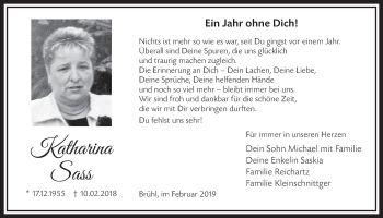 Anzeige von Katharina Sass von  Schlossbote/Werbekurier 