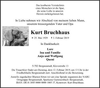 Anzeige von Kurt Bruchhaus von Kölner Stadt-Anzeiger / Kölnische Rundschau / Express