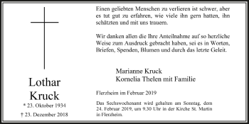 Anzeige von Lothar Kruck von  Schaufenster/Blickpunkt 