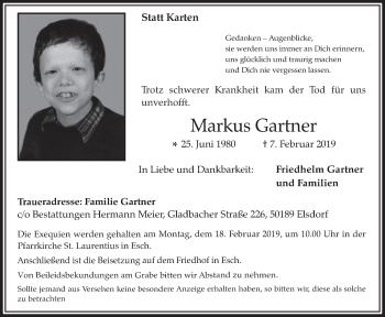 Anzeige von Markus Gartner von  Werbepost 