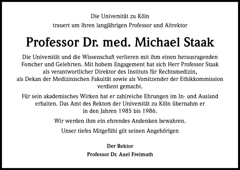  Traueranzeige für Michael Staak vom 16.02.2019 aus Kölner Stadt-Anzeiger / Kölnische Rundschau / Express