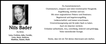 Anzeige von Nils Bader von Kölner Stadt-Anzeiger / Kölnische Rundschau / Express