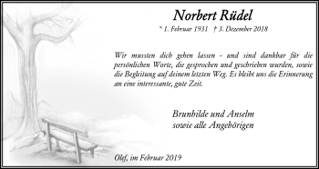 Anzeige von Norbert Rüdel von Kölner Stadt-Anzeiger / Kölnische Rundschau / Express
