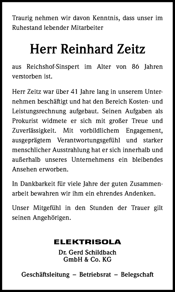  Traueranzeige für Reinhard Zeitz vom 16.02.2019 aus Kölner Stadt-Anzeiger / Kölnische Rundschau / Express