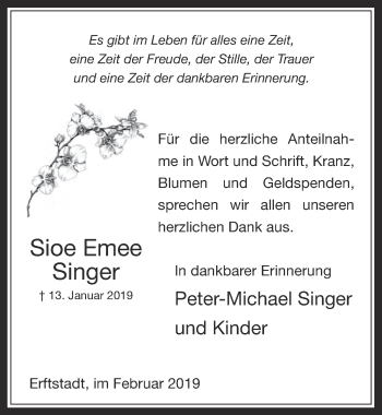 Anzeige von Sioe Emee Singer von  Werbepost 