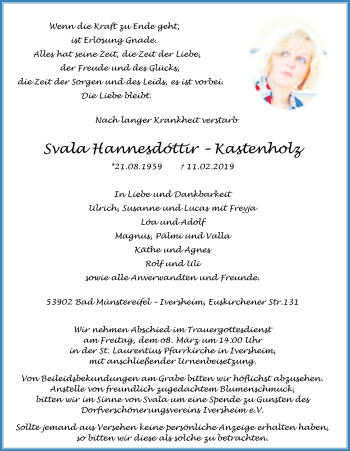 Anzeige von Svala Hannesdóttir – Kastenholz von  Blickpunkt Euskirchen 