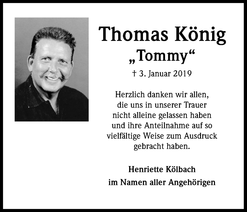  Traueranzeige für Thomas König vom 16.02.2019 aus Kölner Stadt-Anzeiger / Kölnische Rundschau / Express