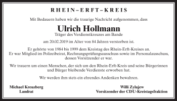 Anzeige von Ulrich Hollmann von  Wochenende  Schlossbote/Werbekurier  Werbepost 