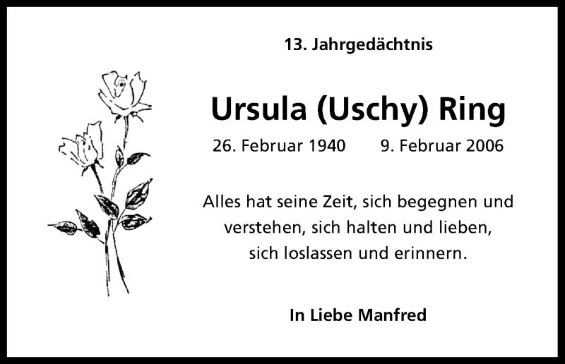  Traueranzeige für Ursula Ring vom 18.07.2023 aus Kölner Stadt-Anzeiger / Kölnische Rundschau / Express
