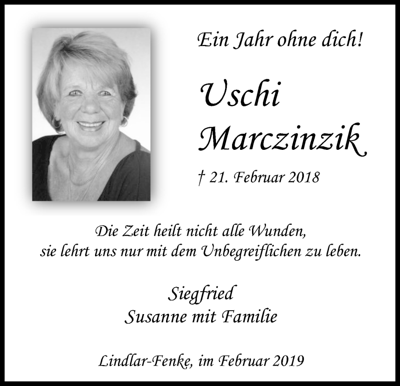  Traueranzeige für Uschi Marczinzik vom 23.02.2019 aus Kölner Stadt-Anzeiger / Kölnische Rundschau / Express