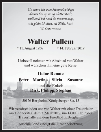 Anzeige von Walter Pullem von  Werbepost 
