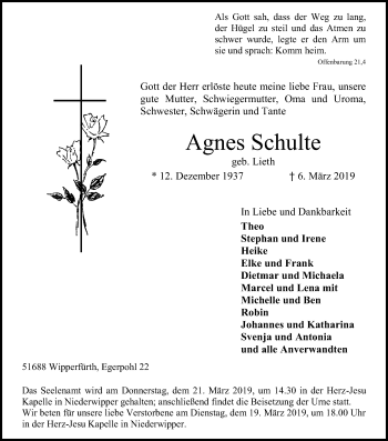 Anzeige von Agnes Schulte von Kölner Stadt-Anzeiger / Kölnische Rundschau / Express