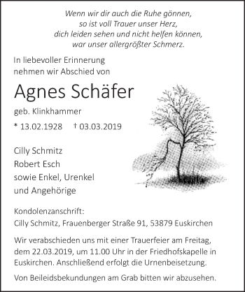 Anzeige von Agnes Schäfer von  Blickpunkt Euskirchen 
