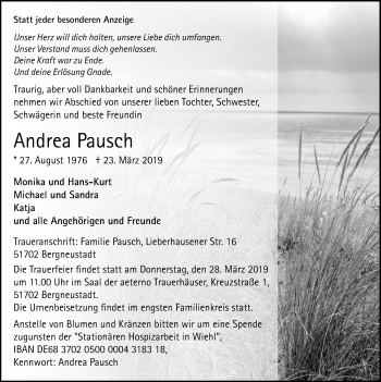 Anzeige von Andrea Pausch von  Anzeigen Echo 
