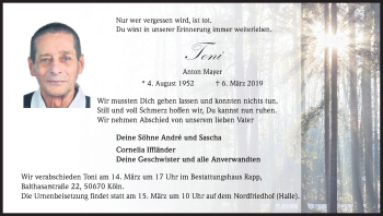 Anzeige von Anton Mayer von Kölner Stadt-Anzeiger / Kölnische Rundschau / Express