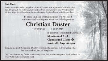Anzeige von Christian Düster von  Sonntags-Post 